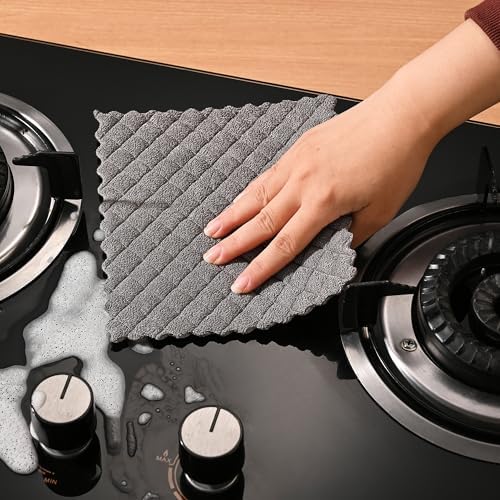 Fox Run Gray Quilted Microfiber Dish Cloths, Set of 3 Reusable Kitchen