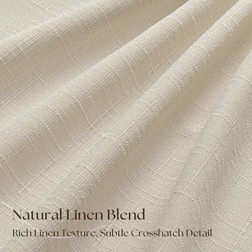 Cream Beige Linen Blackout 120 Inch Curtains for Living Room 2 Panels