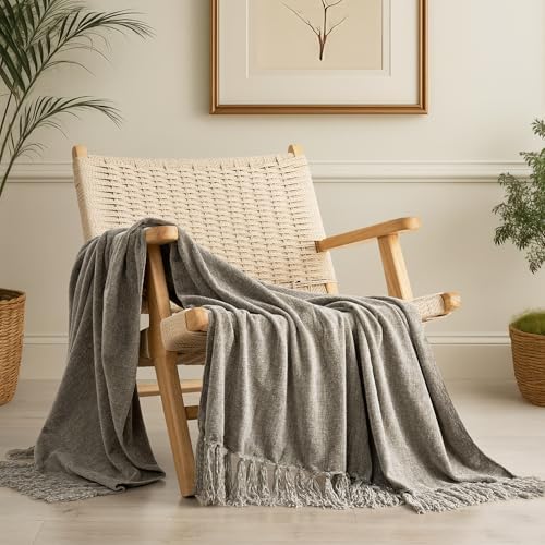 EverGrace Chenille Knit Throw Blanket for Couch, 60"x80", Taupe