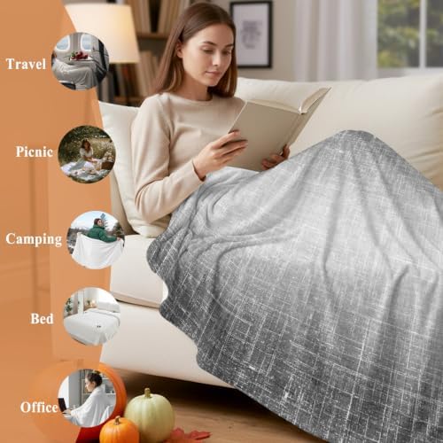Slate Gray Flannel Fleece Throw Blanket, Vintage Ombre Solid Color
