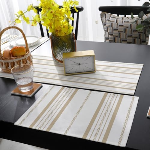 Pastoral Stripes Table Runner and Placemats Set of 4 Leaf Vertical