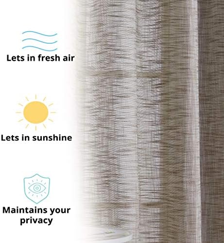 HLC.ME Madison Faux Linen Textured Semi Sheer Privacy Light Filtering