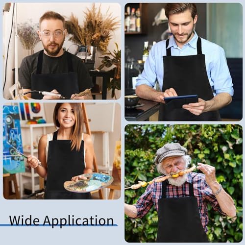 8/12/24 Pack Plain Bib Aprons Bulk, Black Commercial Apron with 2