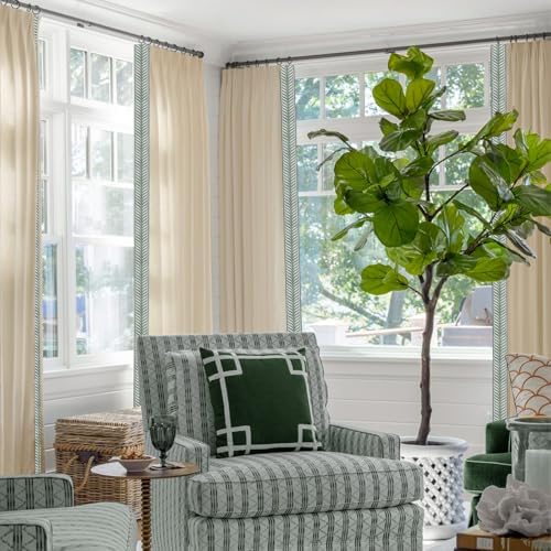 Embroidery Trim Linen Pinch Pleated Curtains, Gorgeous Window Panels