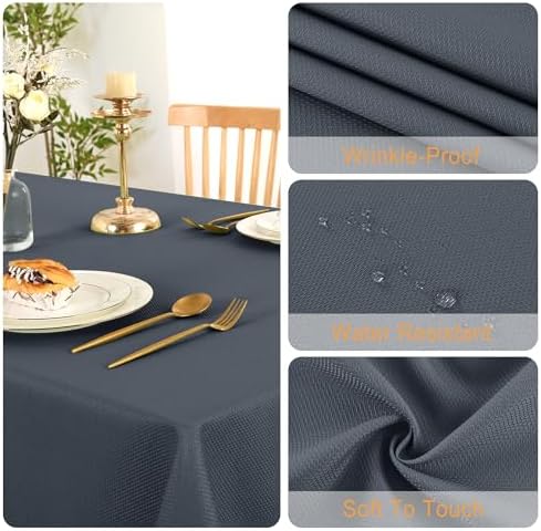DWCN Square Textured Tablecloth, 70 x 70 Inch, Dark Grey