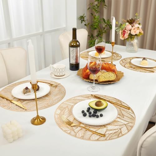 U'Artlines 12 Pack Round Pressed Vinyl Placemats Metallic Place Mat