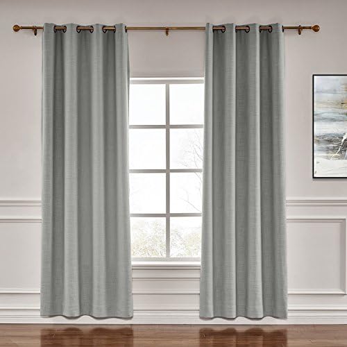 TWOPAGES Liz Linen Grommet Room Darkening Curtains,Rock Grey,52Wx63L