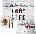 Placemats Set of 8, Farmhouse Life Woven Placemat, Linen Place Mats