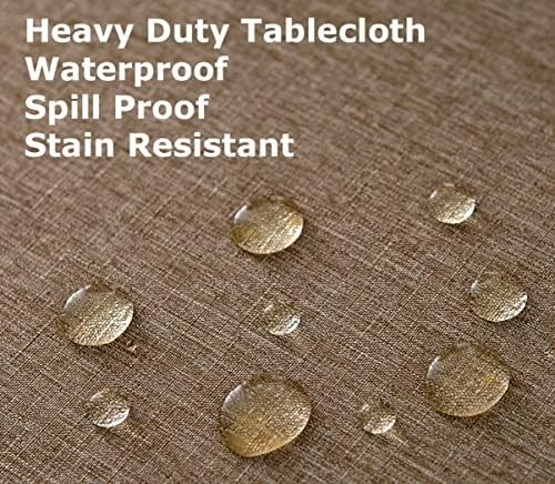 Tektrum 70 inch Round Faux Linen Textured Tablecloth Table Cover