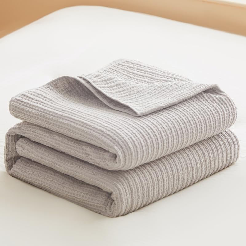 Cotton Waffle Blanket Full/Queen Size,Soft Cooling Blanket, Breathable