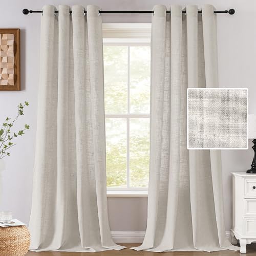 H.VERSAILTEX Linen Fabric Curtains for Living Room, 96 Inches, Pale