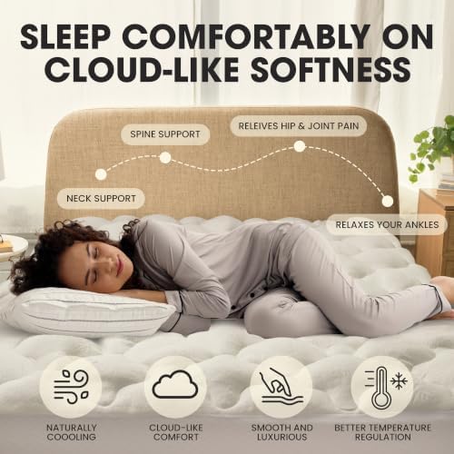 Rayon from Bamboo Queen Mattress Topper Cooling Plush Pillow Bed