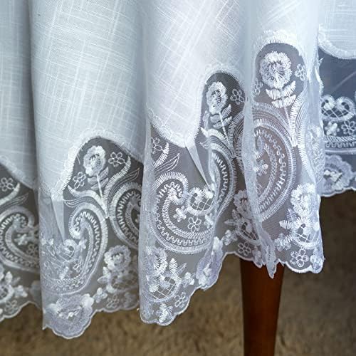 ARTABLE White Lace Oval Tablecloth Macrame Embroidered Modern