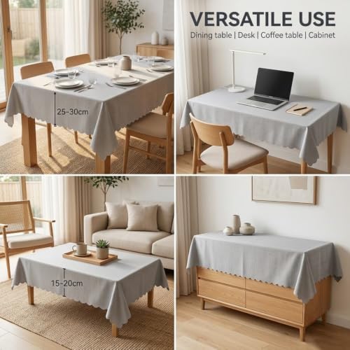 Spillproof Linen Tablecloth 48x68 Inch,Beige