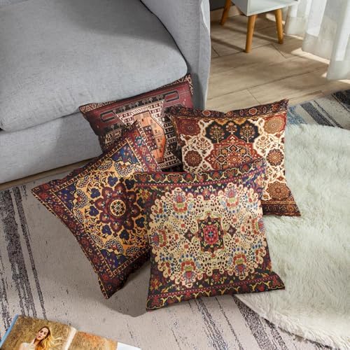 Emvency Throw Pillow Covers Set of 4, 18 x 18 Inch, Carpet Red