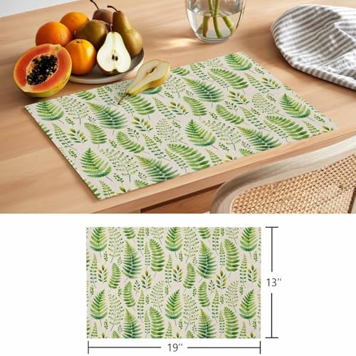 Placemats Set of 8, Spring Leavse Woven Placemat, Linen Place Mats for