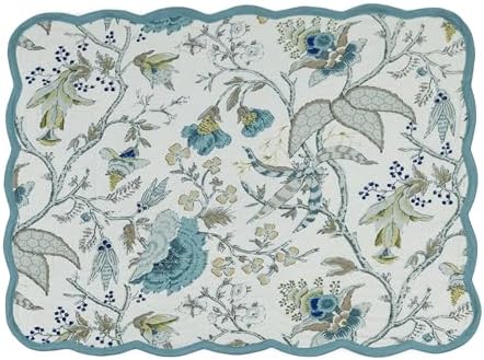 Botanical Blues Luxury Handcrafted Placemats (Reversible) Cotton