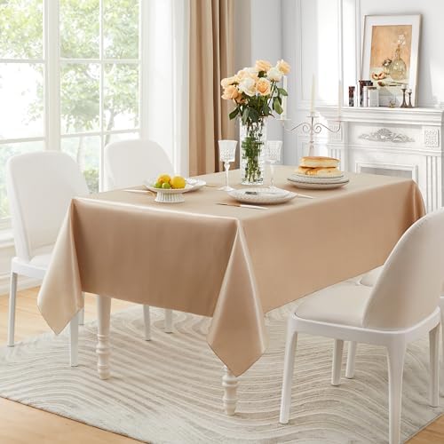1 Pack Satin Rectangle Tablecloth, 60 x 120 Inches, Taupe