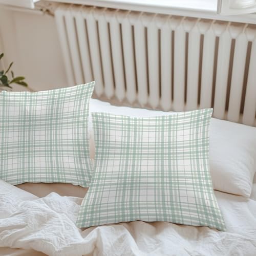 18x18 Pillow Covers Set of 2, Buffalo Plaid Waterprrof Outdoor Throw