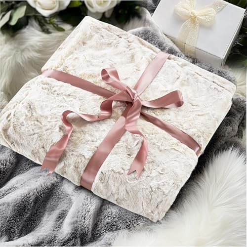 Madison Park Zuri Reversible Faux Fur Bed Blanket, 108 x 90, Snow