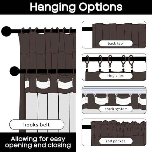 Dark Academia Tweed Blackout Curtains 96 Inch Long 2 Panel Set, Moody