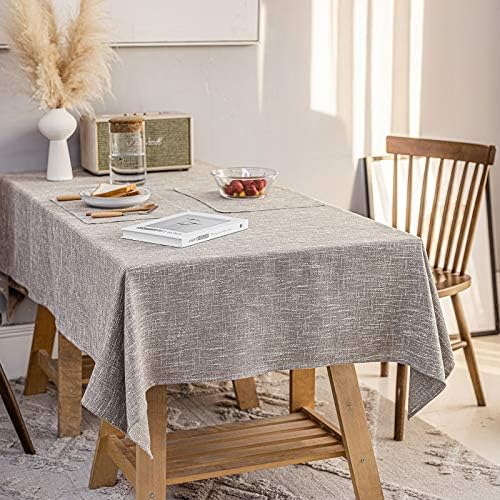 Waterproof Linen Tablecloths Rectangle Dining(70"x110") Gray Coffee