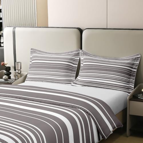 Erosebridal Geometric Striped 100% Cotton King Comforter Cover for