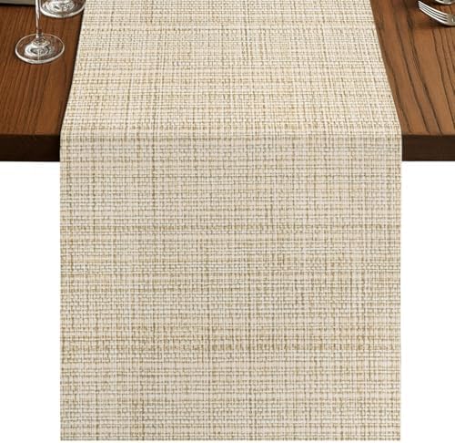 Beige Rustic Table Runner Vintage Farmhouse Beige Solid Color