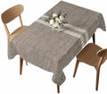Cream Grain Line Tablecloths 52" x 70”, Soft Taupe Woven Canvas Style