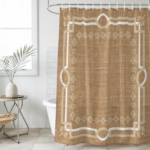 Taupe Gray Botanical Shower Curtain, Vintage Florals Geometric