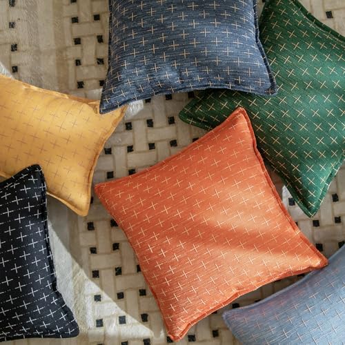 MANDIOO Pack of 2 Burlap Linen Throw Pillow Covers Woven Textured