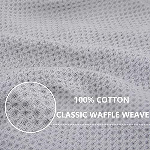 Homaxy 100% Cotton Waffle Weave Kitchen Dish Cloths 6-Pack, Light Gray