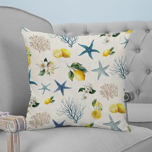 Pillow Covers 20x20 Set of 2, Summer Ocean Starfish Throw Pillow