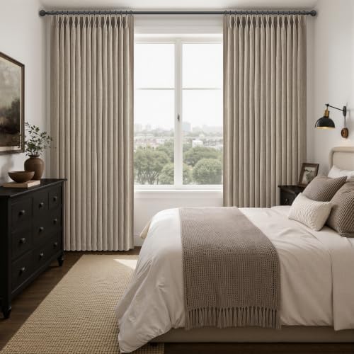 120 Inch Extra Long Pinch Pleat Blackout Heavy Linen