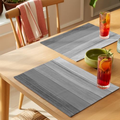 Grey Wooden Grain Placemats Set of 6 Vintage Grey Farmhouse Rustic