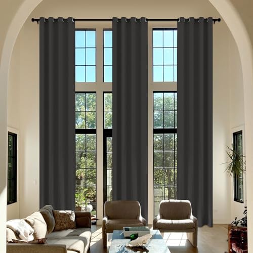 Fcosie Tall Chenille Window Curtain 100% Black Out Curtains 120 Inch