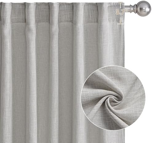 NICETOWN Faux Linen Curtains for Living Room/Bedroom 96 inch Long 2