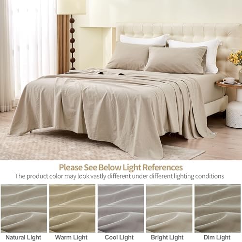 BISELINA Linen Sheet French Flax Flat Sheet Only 55% Euro Linen 45%