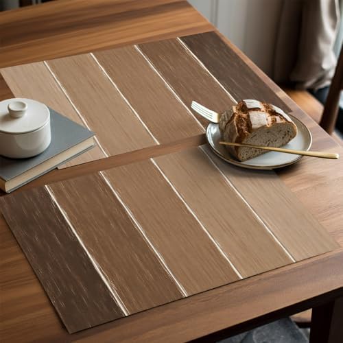 Round Placemats Set of 8 Minimalist Wood Grain Place Mats Neutral