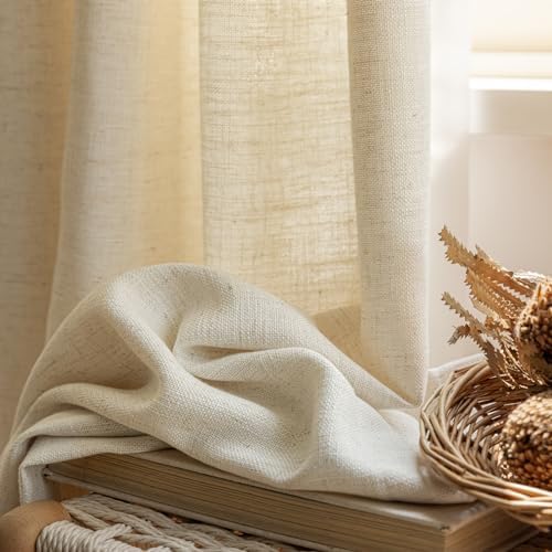 Sand Beige Privacy Window Curtains 108 inches Long, Double Pleated