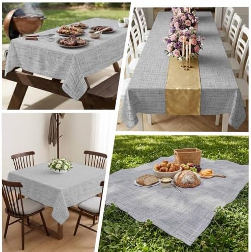 Savannan Rectangle Tablecloths, Modern Minimalist Gray Waterproof