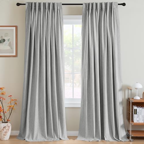 H.VERSAILTEX Pinch Pleated Full Blackout Curtains Linen Blended