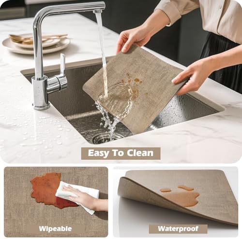 Aofmee Faux Leather Placemats Set of 6, Heat Resistant Place Mats