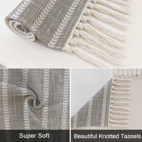 Light Gray Striped Hallway Runner Rug 2'x5', Modern Minimalist Stripe