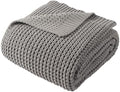 Grey Throw Blanket for Couch, Soft Knitted Chenille Throw Blanket
