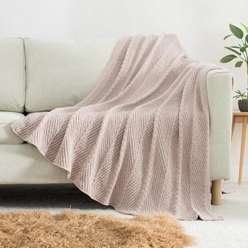 Chunky Chenille Knit Throw Blanket for Couch 50"x60"