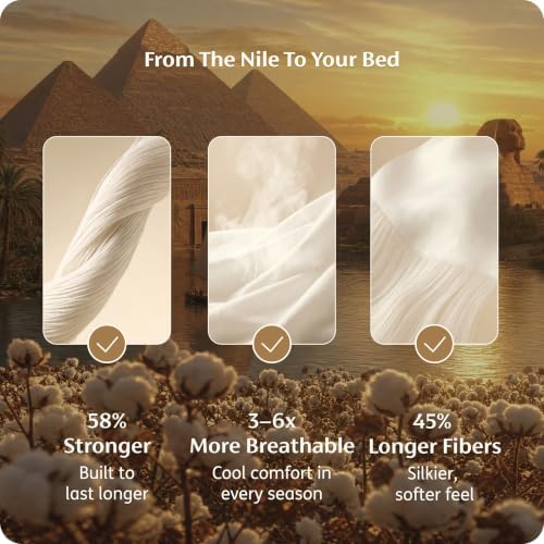 Bedsure PureWoven 100% Giza Egyptian Cotton Duvet Cover, Queen