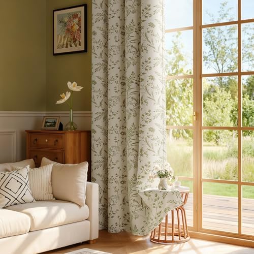 Rinwoc Vintage Leaf and Floral Print Blackout Curtains Set of 2 Panels