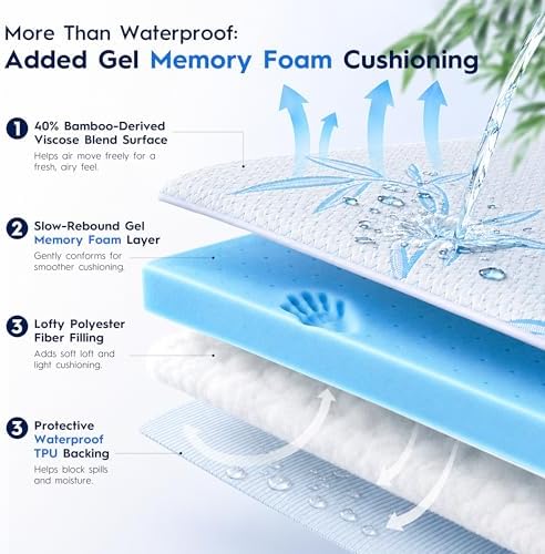 Waterproof Mattress Pad Queen Size, Mattress Topper Cooling for Hot