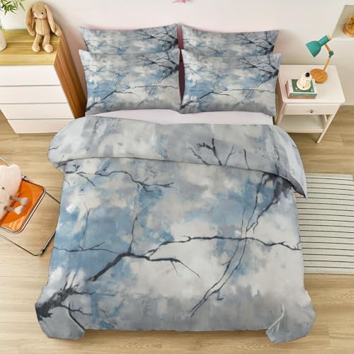 3 Pieces Duvet Cover King Size 90" x 90", Soft Breathable Microfiber